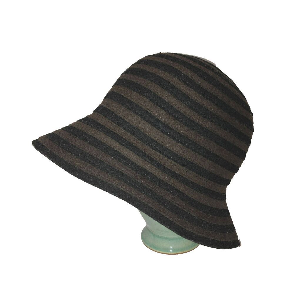 Vintage Callanan Chapeaux Pret a Porter Wool Blend Floppy Bucket Hat Black Brown